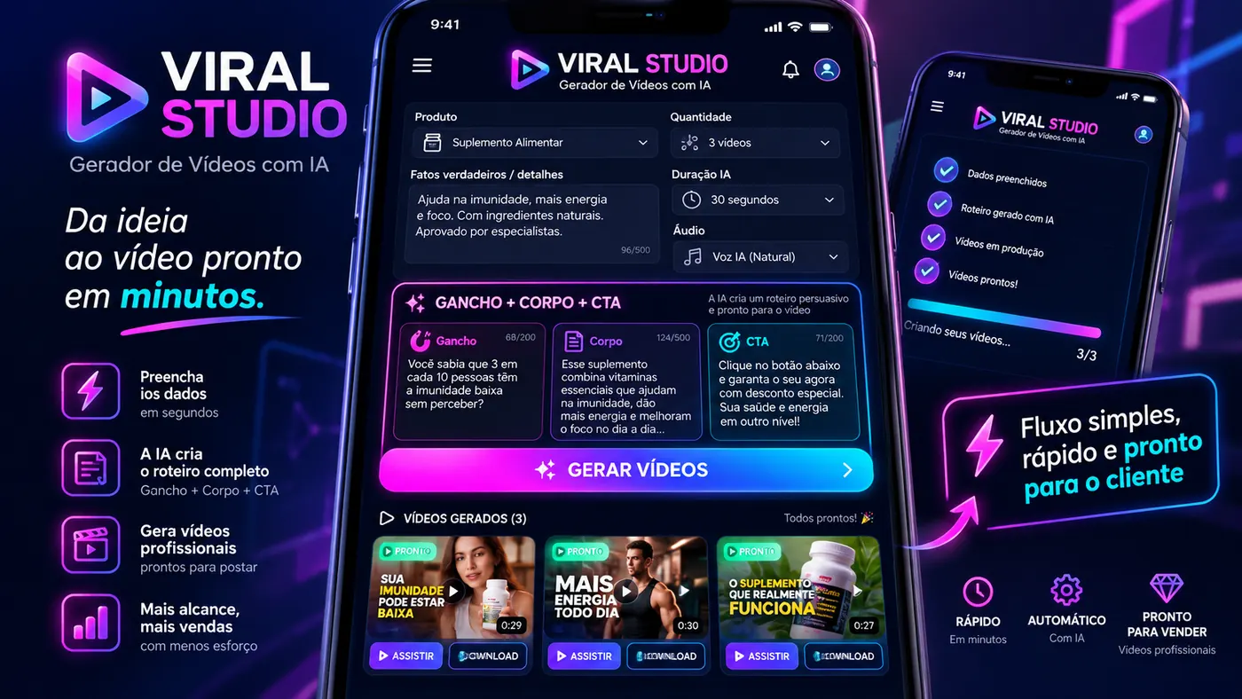 Interface e funcionamento do Viral Studio